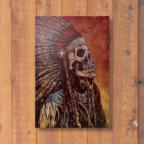 Quadrinho Decorativo - Caveira Indio